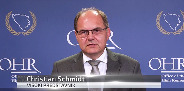 VIDEO: High Representative Christian Schmidt's message to people of Bosnia and Herzegovina