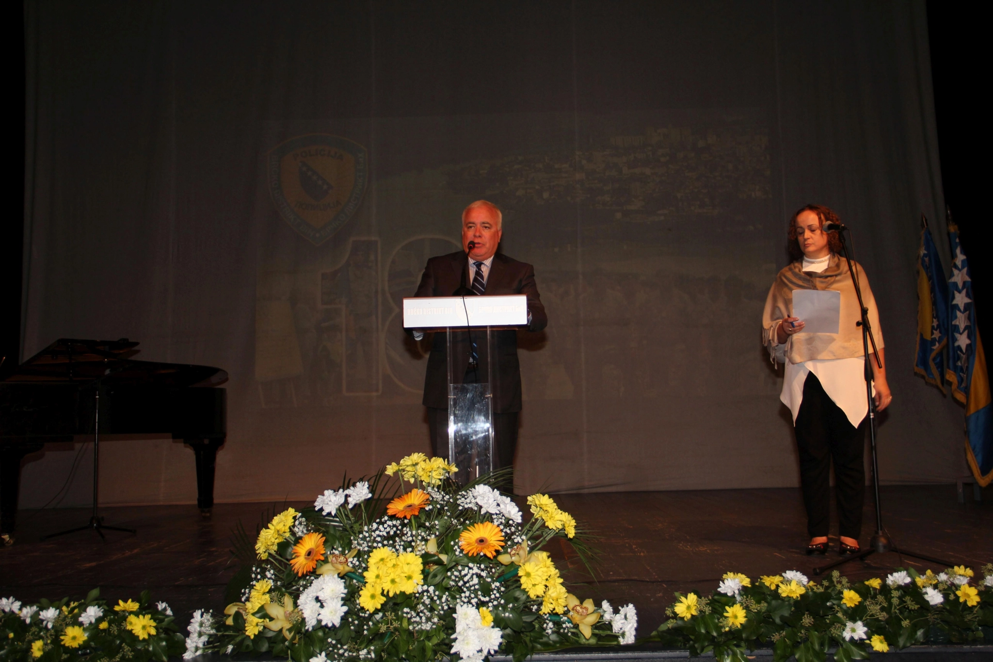 Principal Deputy High Representative and Brcko Supervisor Dennis W. Hearne gives remarks at the 18th Anniversary of the Founding of the Brcko District Police.